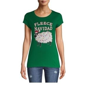 WOUND UP fleece navidad graphic Christmas t- shirt size Large youth